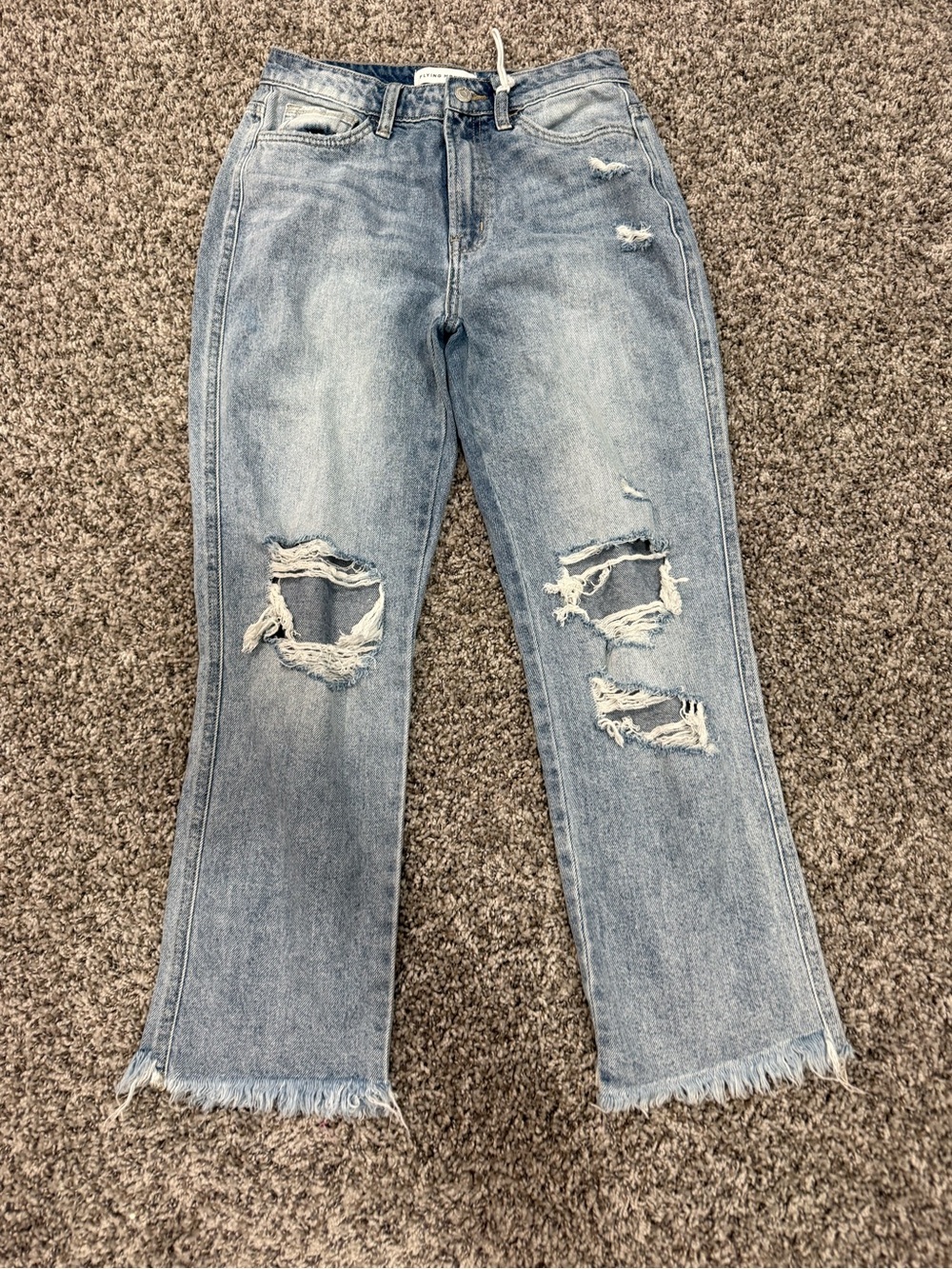 Flying Monkey Light Blue Distressed Flare Jeans